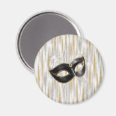 Aimant Glitzy Gold Silver New Year Black Mask (Recto/Verso)