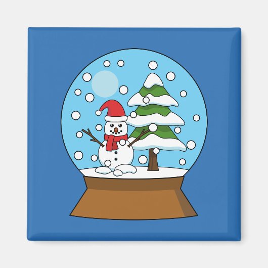 Aimant Globe de neige avec Snowman et Pine Tree (Devant)