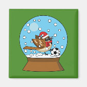 Aimant Globe de neige avec un moineau mignon jouant au so (Devant)