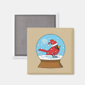 Aimant Globe des neiges avec cardinal rouge mignon (Recto/Verso)