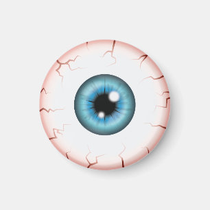 Aimant Globe oculaire couleur bleue Halloween injecté de