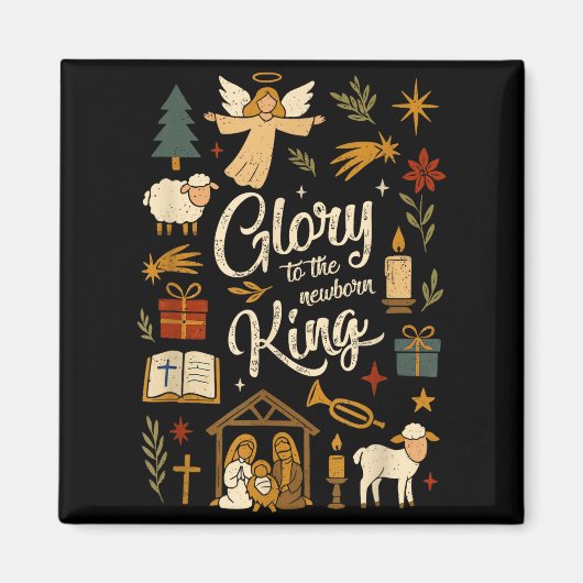 Aimant Glory To The Newborn King Christmas Nativity Scene (Devant)