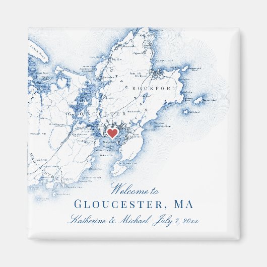 Aimant Gloucester Massachusetts Carte Mariage Faveur (Devant)
