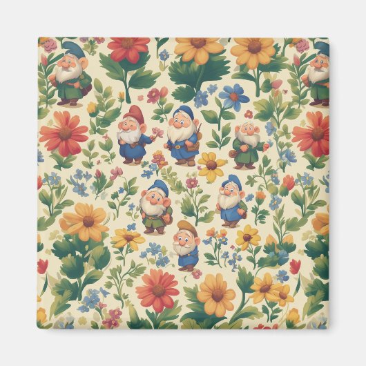 Aimant Gnome a flower motif design (Devant)
