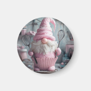 Aimant Gnome Cupcake à pâtisserie rose adorable