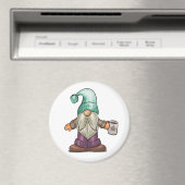 Aimant Gnome de automne mignonne avec Mug de café (In Situ (Lave-vaisselle))