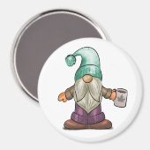 Aimant Gnome de automne mignonne avec Mug de café (Recto/Verso)