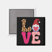 Aimant Gnome de l'amour Saint-Valentin Rouge Carreaux Buf (Recto/Verso)