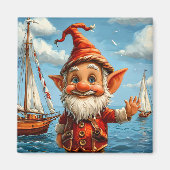Aimant Gnome de mer joyeuse : Salutation au quai. (Devant)