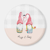 Aimant Gnome de Noël dans l'amour aquarelle Monogramme (Devant)