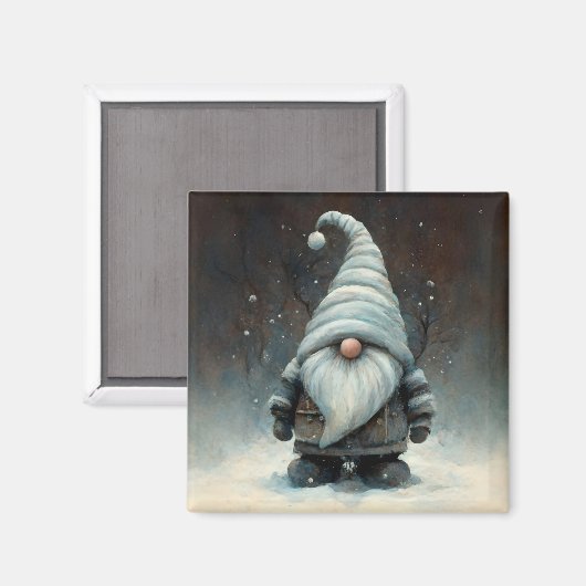 Aimant Gnome d'hiver dans une forêt de neige (Recto/Verso)