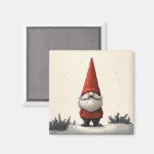 Aimant Gnome d'hiver joyeux en Casquette rouge (Recto/Verso)