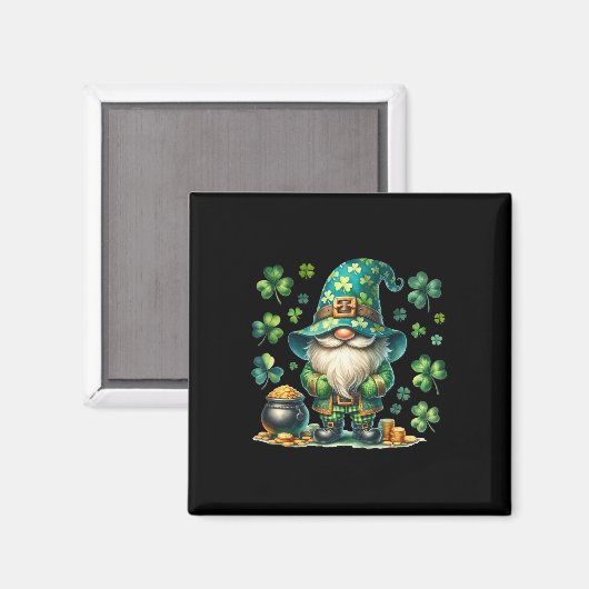 Aimant Gnome drôle de la Saint-Patrick avec pot de la Sai (Recto/Verso)