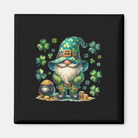 Aimant Gnome drôle de la Saint-Patrick avec pot de la Sai (Devant)