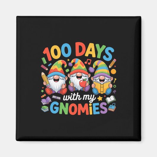 Aimant Gnome Enfants Enseignant 100 Jours D'école (Devant)