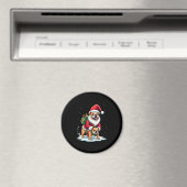 Aimant Gnome équitation Anglais Bulldog Noël Joyeux garço (In Situ (Lave-vaisselle))