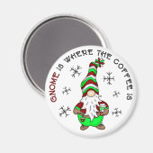 Aimant Gnome est l'endroit où se trouve le café | Noël mi (Recto/Verso)