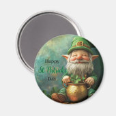 Aimant Gnome Leprechaun et Pot of Gold St. Patrick's Day (Recto/Verso)