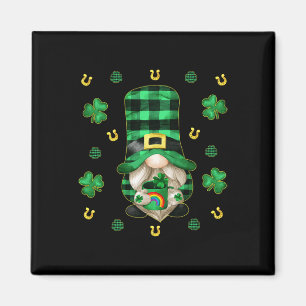 Aimant Gnome unique St. Patricks Day - Cute Buffalo Plaid