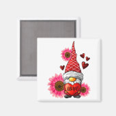 Aimant Gnome Valentines Day Cute Gnome Heart Leopard Sunf (Recto/Verso)