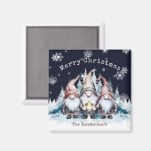 Aimant Gnomes de Noël à l'aquarelle Personnalisés (Recto/Verso)