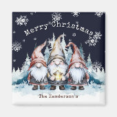 Aimant Gnomes de Noël à l'aquarelle Personnalisés (Devant)