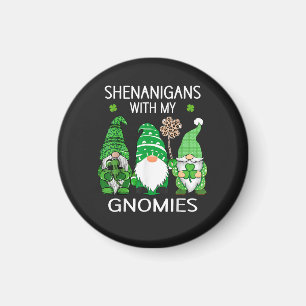 Aimant Gnomes léopard à shamrock chanceux de la Saint-Pat