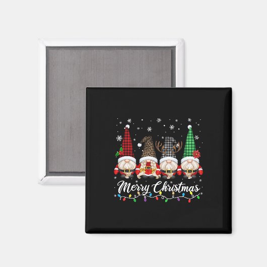 Aimant Gnomes mignons Joyeux Noël Léger Gnome Mat de fami (Recto/Verso)