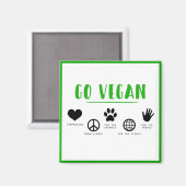 Aimant Go Vegan Slogan Citer les gens, Planète, Animal (Recto/Verso)