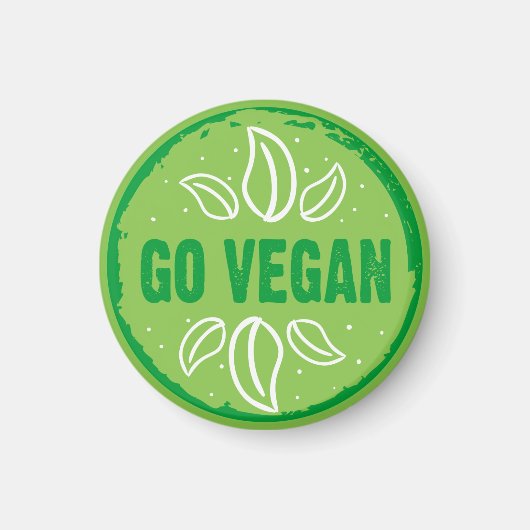 Aimant Go Vegan, végétalien, végétarien, (Devant)