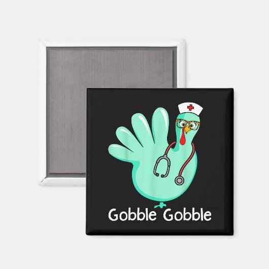 Aimant Gobble Gobble Funny Turkey Glove Thanksgiving Nurs (Recto/Verso)