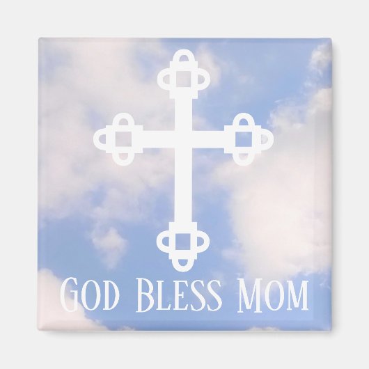 Aimant God Bless Mom Cross in the Sky Mother's Day (Devant)
