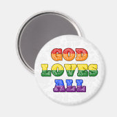 Aimant "God Loves All" Gay/LGBTQIA+/Queer Christian Pride (Recto/Verso)
