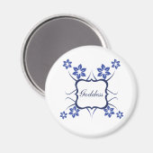 Aimant Goddess Floral Magnet, Bleu Vibrant (Recto/Verso)
