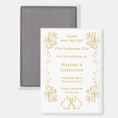 Aimant Gold Bells Scrollwork Design Wedding Enregistrer L (Recto/Verso)