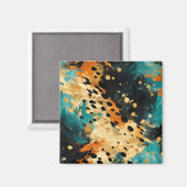 Aimant Gold Black Aqua Orange Leopard Abstrait (Recto/Verso)