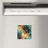 Aimant Gold Black Aqua Orange Leopard Abstrait (In Situ (Lave-vaisselle))