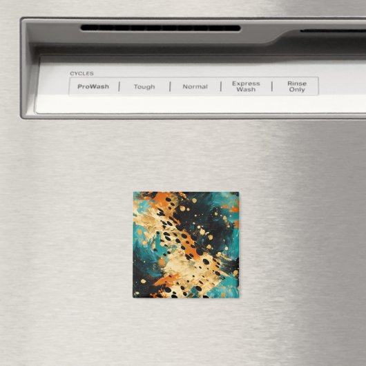 Aimant Gold Black Aqua Orange Leopard Abstrait (In Situ (Lave-vaisselle))