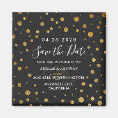 Aimant Gold Black Confetti Mariage Enregistrer la date Ma (Devant)