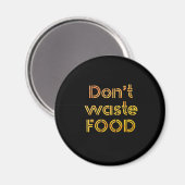 Aimant Gold & Black Ne gaspille pas de nourriture Frigo R (Recto/Verso)