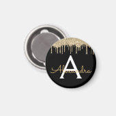 Aimant Gold Black Parties scintillant de luxe Glam Monogr (Recto/Verso)