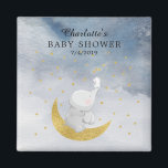 Aimant Gold Catch A Star Bunny Elephant Baby shower<br><div class="desc">Petit éléphant le plus doux assis sur une lune d'or avec un lapin blanc attrapant une étoile sur un arrière - plan bleu de lavage à l'aquarelle. Disponible dans notre boutique en d'autres couleurs pour un baby shower pour filles ou baby shower pour garçons. Visitez notre boutique pour voir toute...</div>