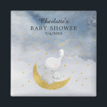 Aimant Gold Catch A Star Bunny Elephant Baby shower<br><div class="desc">Petit éléphant le plus doux assis sur une lune d'or avec un lapin blanc attrapant une étoile sur un arrière - plan bleu de lavage à l'aquarelle. Disponible dans notre boutique en d'autres couleurs pour un baby shower pour filles ou baby shower pour garçons. Visitez notre boutique pour voir toute...</div>