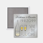 Aimant Gold Champagne Bubbles Argent Moderne Enregistrer  (Recto/Verso)