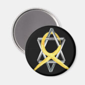 Aimant Gold Children Cancer Ribbon Star de David (Recto/Verso)