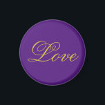 Aimant Gold Color Script Love Purple Mariage Calligraphie<br><div class="desc">Vous pouvez facilement changer les polices et les couleurs. Vous pouvez également ajouter votre logo et l'image arrière - plan comme vous le souhaitez.</div>