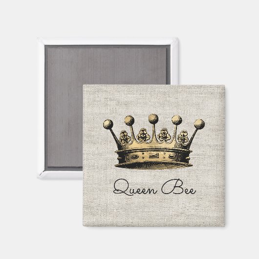 Aimant Gold Crown Royal Queen Bee Linen Chic Fun (Recto/Verso)