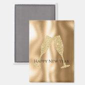 Aimant Gold Diamond Sparkle Champagne Glasses New Year's (Recto/Verso)