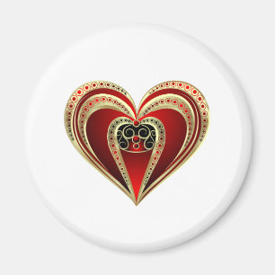 Aimant Gold et Red Heart