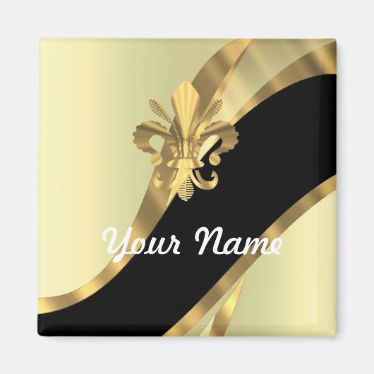 Aimant Gold fleur de lys personnalisé (Devant)
